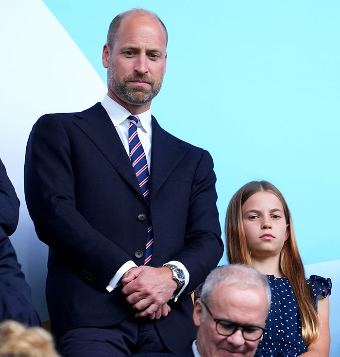 Princess Charlotte watching England's dramatic shootout win against Spain with focused expression at the stadium. - 2