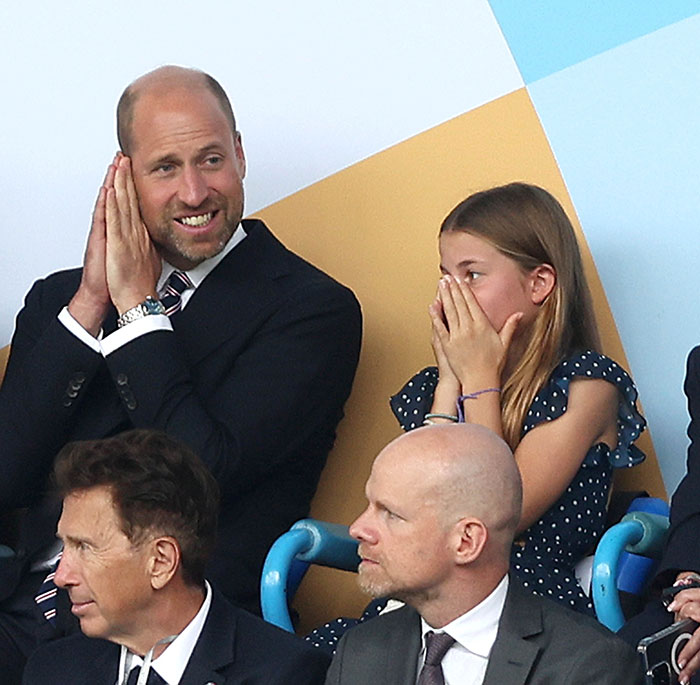 Princess Charlotte reacts excitedly as England wins dramatic shootout against Spain at football match. - 3