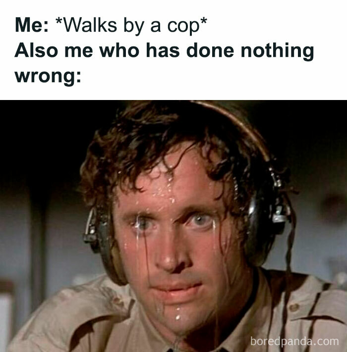 Person sweating heavily while wearing headphones, illustrating anxiety in funny and random memes that hit close to home.