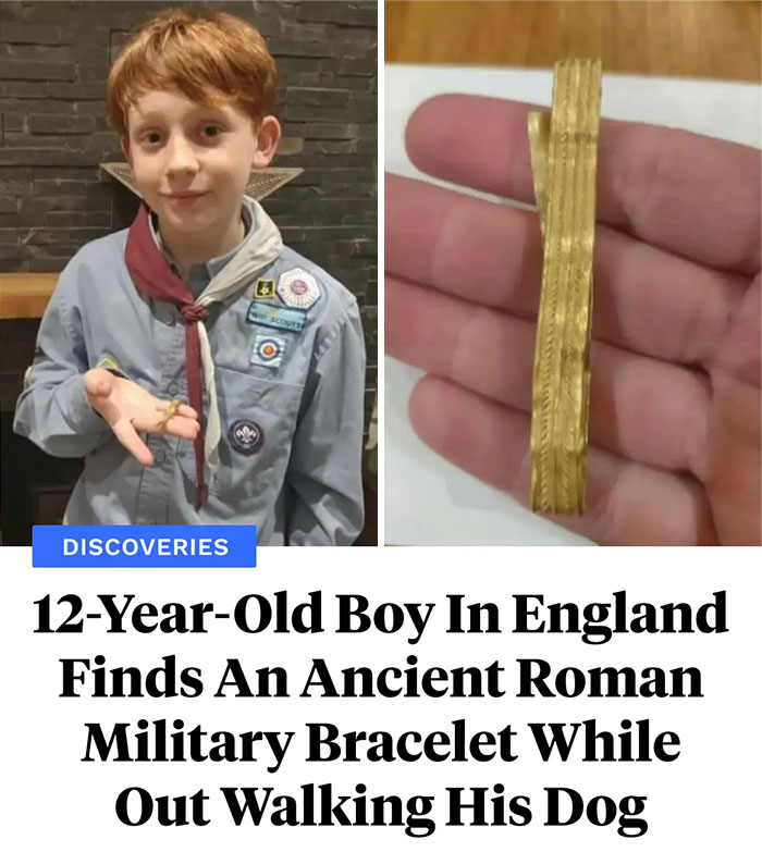 12-year-old boy discovers ancient Roman military bracelet while walking dog, showcasing surprising interesting facts and discoveries.