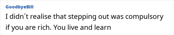 Comment text on a white background discussing the surprise of stepping out being compulsory for the reclusive billionaire Athina Onassis.