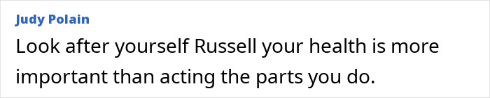 Comment on social media mentioning Russell Crowe and health, related to Ozempic and weight loss discussion. Comment on social media mentioning Russell Crowe and health, related to Ozempic and weight loss discussion.