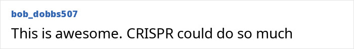 User comment about CRISPR and gene editing in a plain text format, discussing potential for curing Down Syndrome.