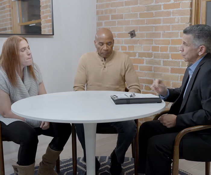 Three people seated at a round table during a lie detector test session about Shannon Price and Gary Coleman. Three people seated at a round table during a lie detector test session about Shannon Price and Gary Coleman.