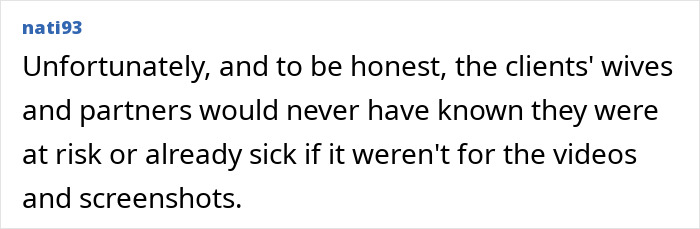 Text from online comment discussing risks revealed by videos and screenshots related to viral predator Sister Hong secretly filming intimate encounters.