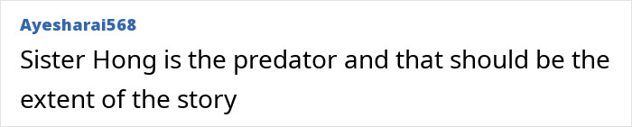 Comment text about Sister Hong being the predator, related to viral predator secretly filming intimate encounters.