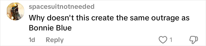 Comment on social media questioning the different reactions to viral predator Sister Hong compared to Bonnie Blue.