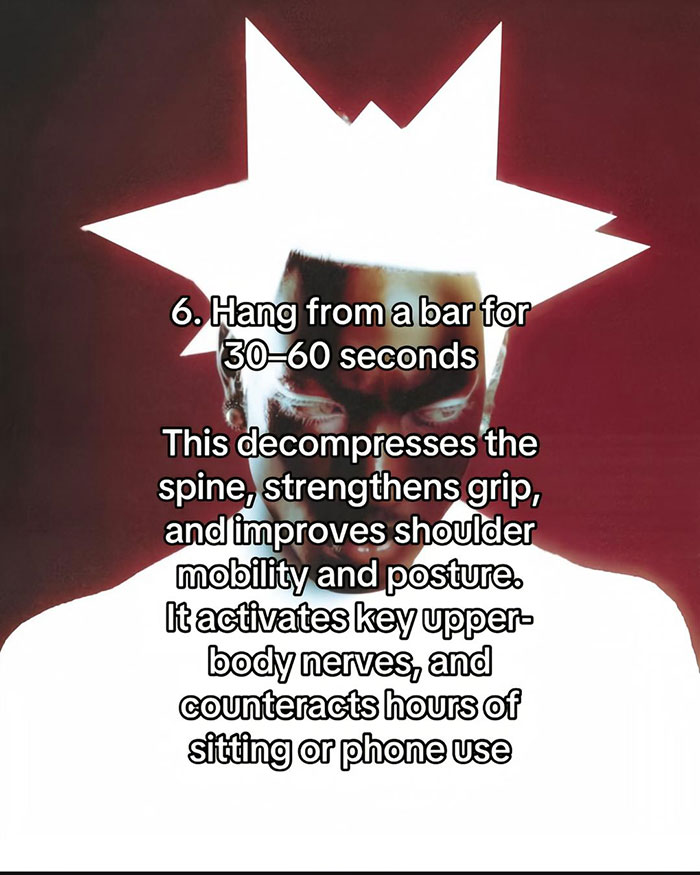 Person demonstrates hanging from a bar exercise, highlighting weird habits that might improve mental and physical health benefits.