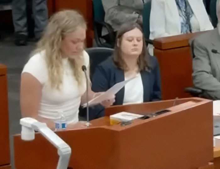 Idaho massacre victim Kaylee Goncalves' sister delivering a powerful statement during Bryan Kohberger trial. - 15