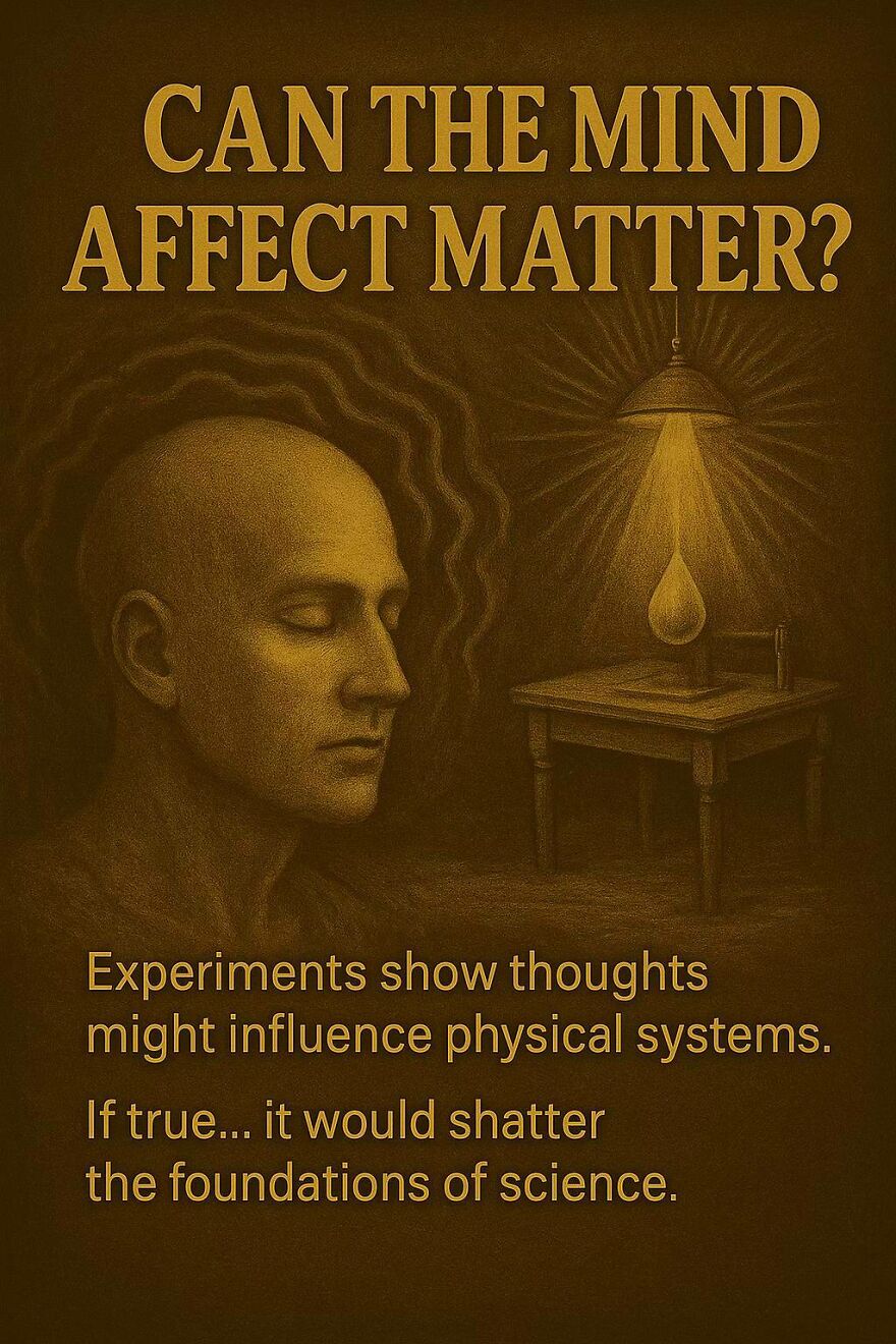 Human head with radiating waves near a light bulb and water drop, illustrating questions scientists and philosophers still can't answer.