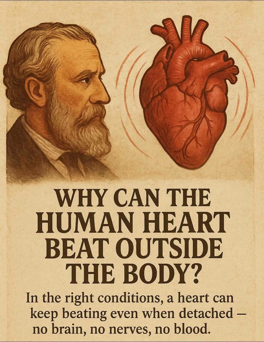 Vintage illustration of a man and a human heart beating, highlighting unanswered scientific and philosophical questions.