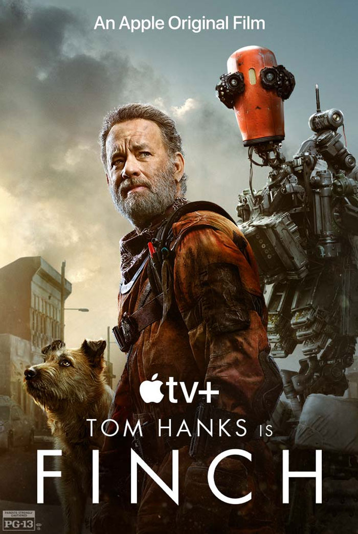 Tom Hanks in a post-apocalyptic setting with a dog and robot, highlighting an underrated Tom Hanks movie on Apple TV.