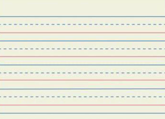 Vintage lined handwriting practice paper with blue and red guideline markings for neat penmanship.