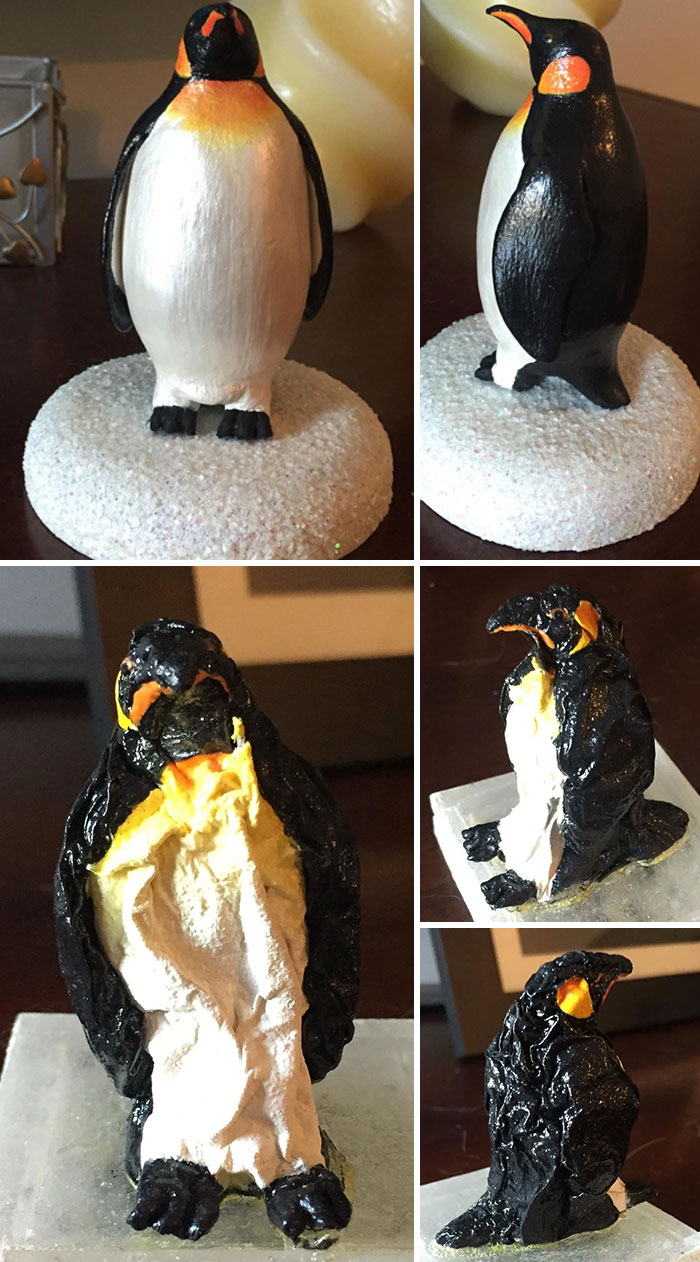 Comparison of well-crafted and poorly made penguin figurines symbolizing schools not created equal or great.