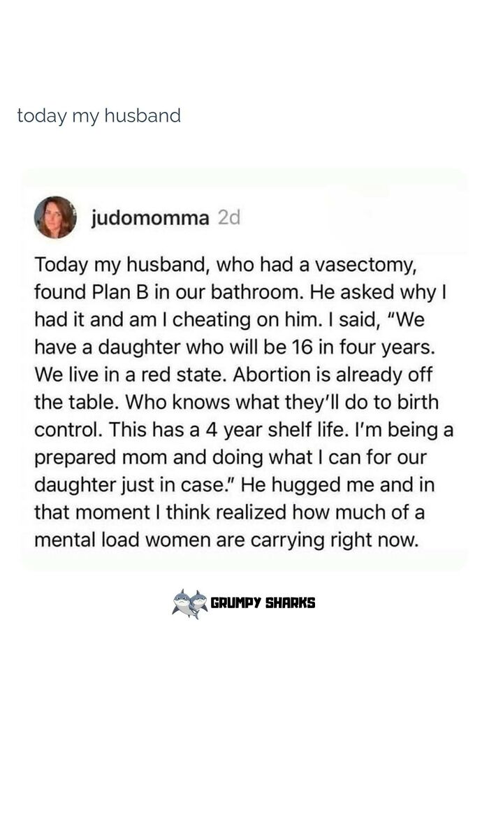 Husband supports wife preparing for future birth control challenges, showing the care of wholesome people and animals.