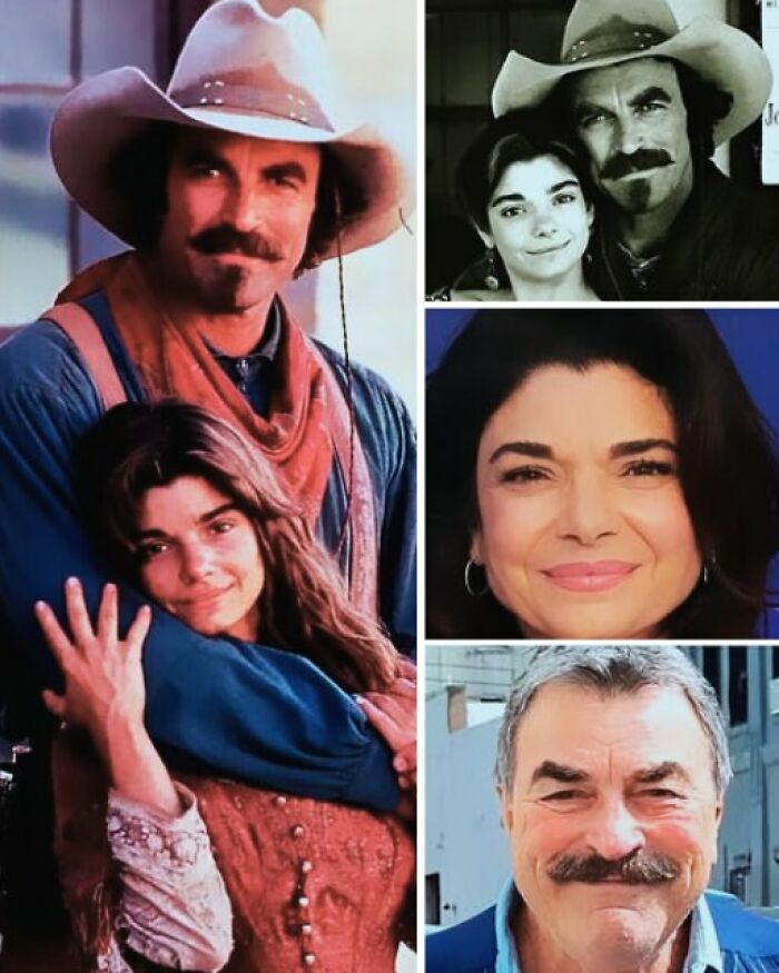 A collage of wholesome and amazing portraits featuring a cowboy, a woman, and a man in different settings.