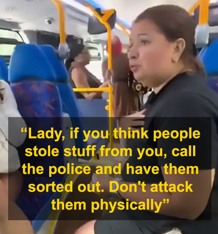 Woman confronts bus passenger over stolen AirPods only to find them in her own bag during heated argument. - 15