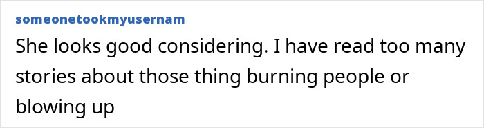 Text post on a forum expressing concern about injuries from s’mores-making accidents and product safety risks. Text post on a forum expressing concern about injuries from s’mores-making accidents and product safety risks.