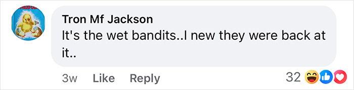 Facebook comment discussing a wet bandits reference related to a woman discovering phone buried in yard police warning trend. Facebook comment discussing a wet bandits reference related to a woman discovering phone buried in yard police warning trend.