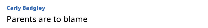 Comment by Carly Badgley stating Parents are to blame, discussing anger over resurfaced case of 17YO mom brutally assassinated by husband.