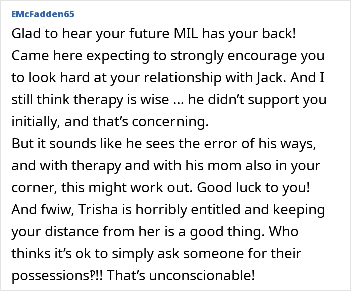 Text screenshot of a social media comment discussing childhood trauma and family therapy support in a casual tone. - 33