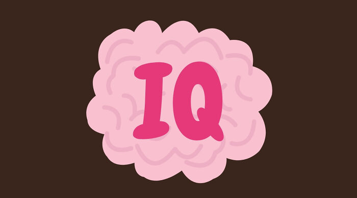 Illustration of a pink brain with bold letters IQ in the center, symbolizing intelligence in a would you rather poll.