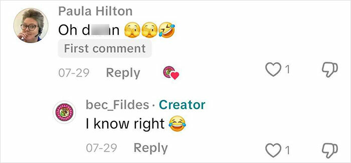 Screenshot of social media comments reacting with shock and laughter to bride&rsquo;s reaction after groom says ex&rsquo;s name during vows.