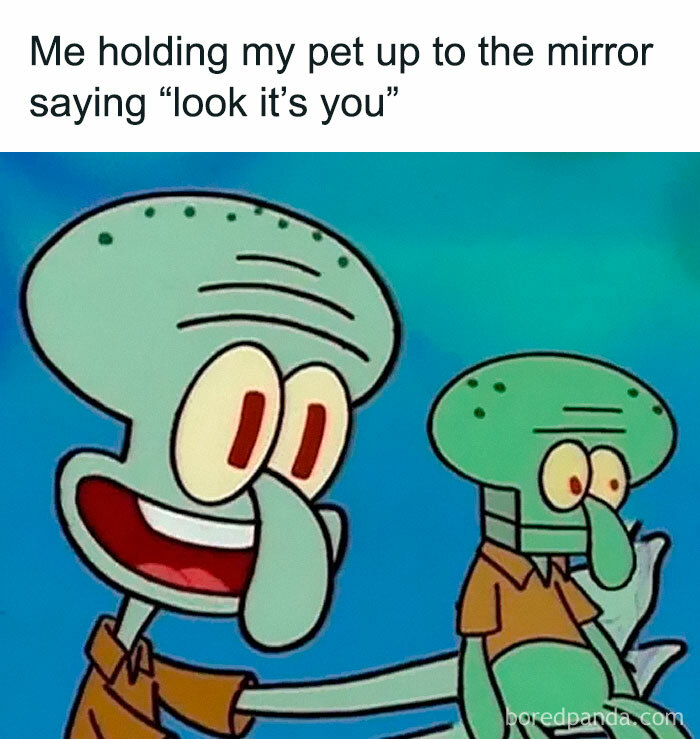 Cartoon character holding a smaller version of itself, illustrating a funny moment for hilarious memes and good vibes.