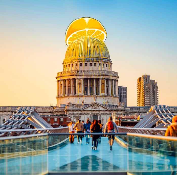 Red double-decker bus creatively reimagined with famous Pac-Man characters and iconic pixelated game elements.