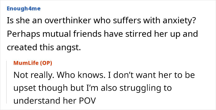 Text conversation discussing a woman confused about why her best friend is upset over their weddings in the same month.