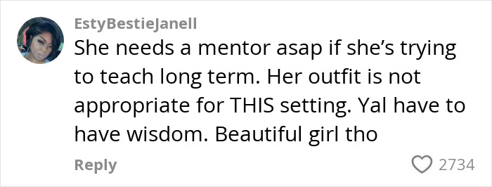 Comment on a teacher sparking viral debate over showing off too many curves in a back-to-school outfit.