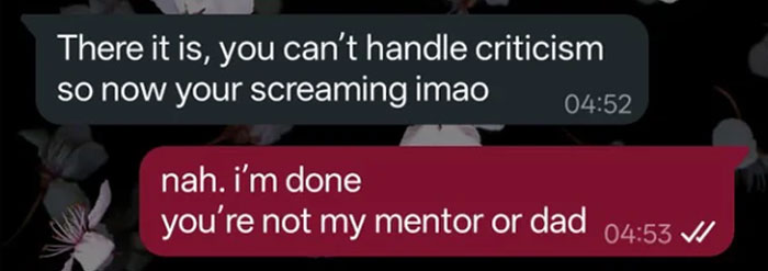 Text message exchange showing a jealous boyfriend berating his girlfriend, leading to their breakup.