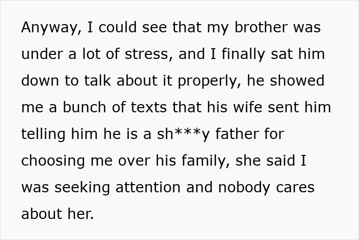 Text message conversation revealing family drama after woman seeks support following devastating news and sister-in-law feels outshined.