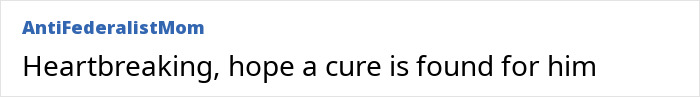 Comment text on a white background, expressing hope that a cure is found for a man who hasn&rsquo;t slept in two years with melting eyes.