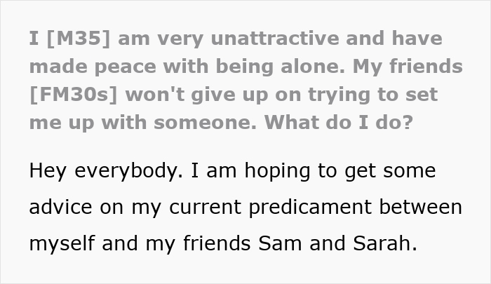 Self-Proclaimed “Unattractive” Man Vents How He’s Forced By Friends To Date, Update Shocks Everyone Self-Proclaimed “Unattractive” Man Vents How He’s Forced By Friends To Date, Update Shocks Everyone