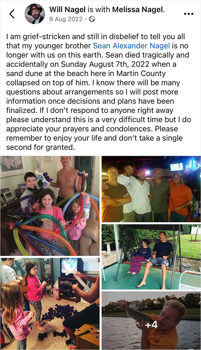 Family moments with dad and kids, highlighting the tragic sand dune collapse and buried alive accident.