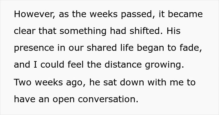 Text excerpt about woman questioning marriage as husband leaves to care for terminally ill ex-wife, showing emotional distance.