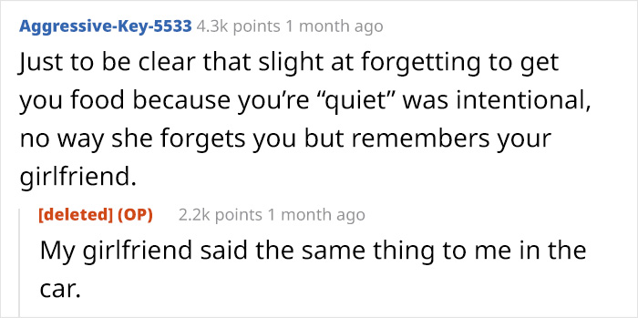 Screenshot of a Reddit conversation about a woman forgetting a deaf man is present since he&rsquo;s quiet, and him finally responding.