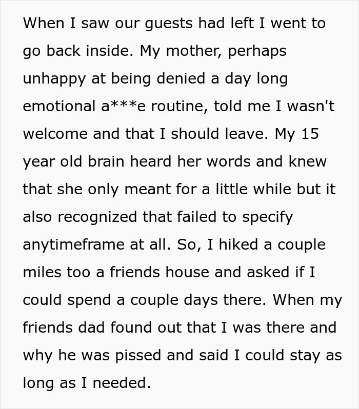 Text excerpt showing a teen son told to leave home by mom, highlighting regret and life falling apart afterward. - 7