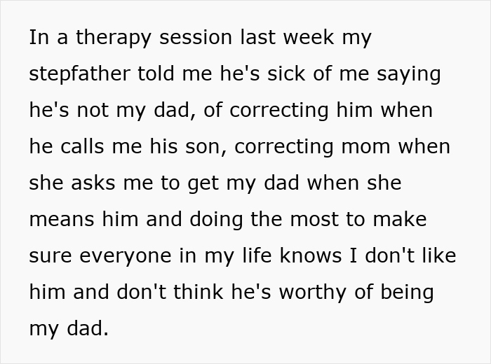Alt text: Stepdad struggling to become teen stepson’s real dad faces rejection during a tense therapy session conversation. - 5