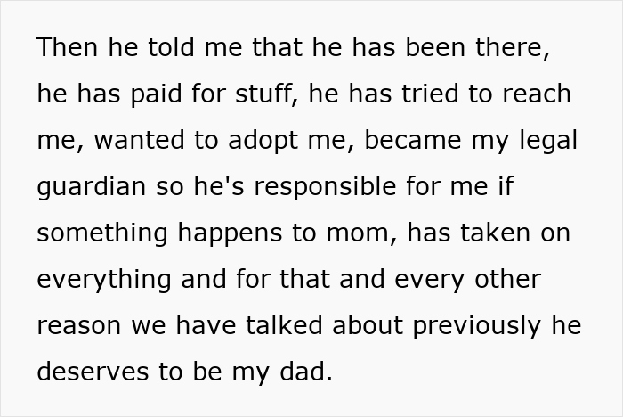 Text excerpt showing a teen stepson explaining why his guy has tried to become his real dad but faces rejection. - 9