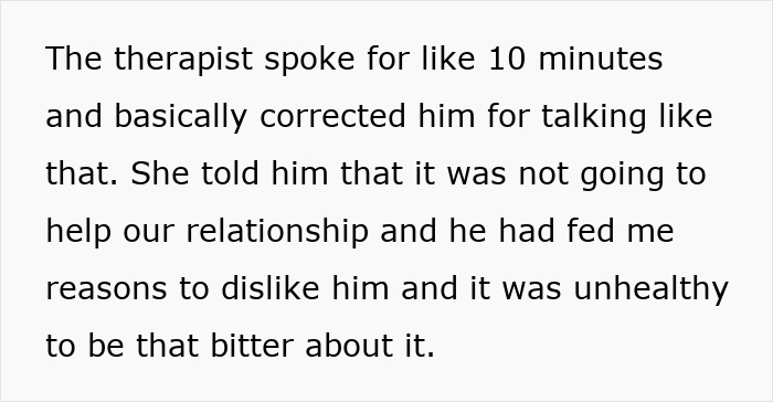 Text showing therapist advising on relationship issues between guy trying to become teen stepson’s real dad after rejection. - 12