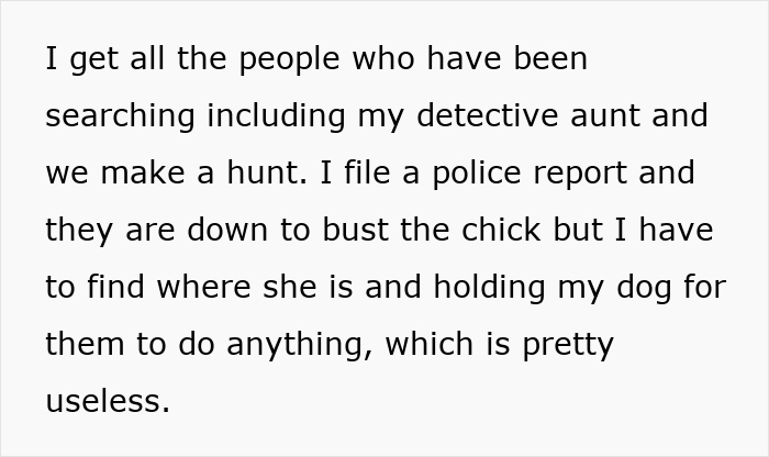 Text excerpt describing a police report filed after a lady shamelessly steals a husky dog. - 12
