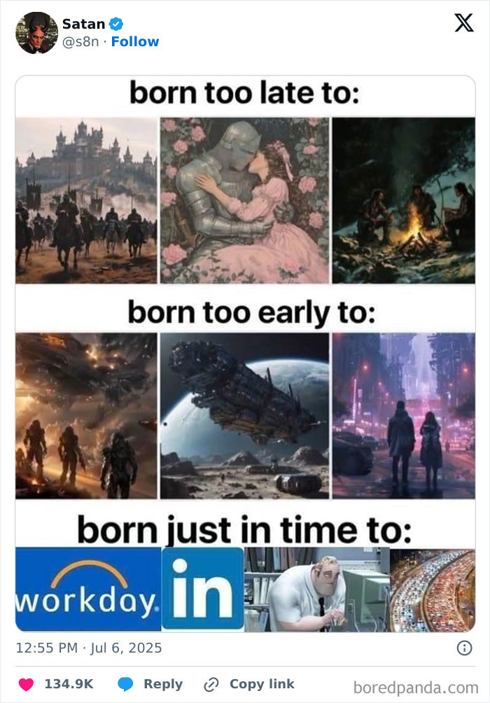 Funny tweet meme comparing eras with visuals, perfect for 125 hilarious tweets from July that slapped hard.