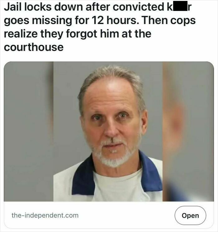 Mugshot of a man with gray hair and beard featured in a headline about a jail lockdown and police oversight.