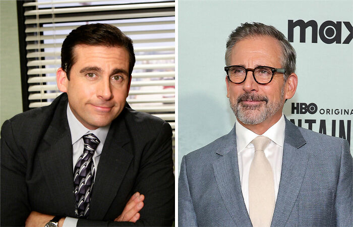 Steve Carell then and now, portraying the Office cast members' transformation 20 years after the show.
