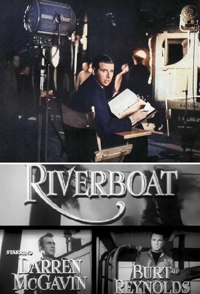 Man reviewing a script on a film set with studio lights and crew, illustrating a scene about new facts and learning.