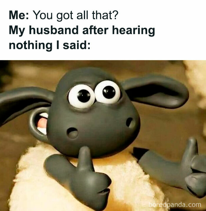 Claymation sheep with big eyes giving thumbs up, illustrating a cool mom meme about parenting communication humor.