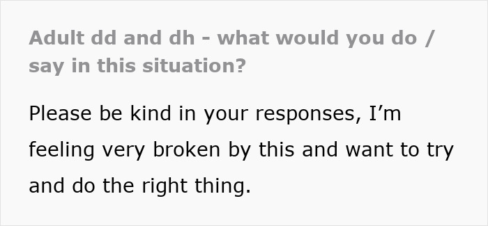 Text excerpt from an online post where a stepdad seeks advice after being called cruel by his stepdaughter.