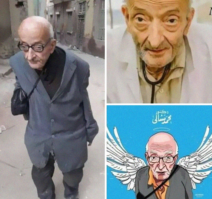 Elderly man in different settings, symbolizing heartwarming posts offering hope and comfort from bad news.